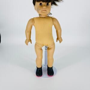 OG Black Short Ankle Height Rubber Boots Hot Pink Soles for 18 Inch Dolls - GUC